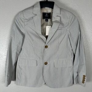 NEW Crewcuts J. Crew Seersucker Blazer Boys 10 Blue White Striped Cotton Lined